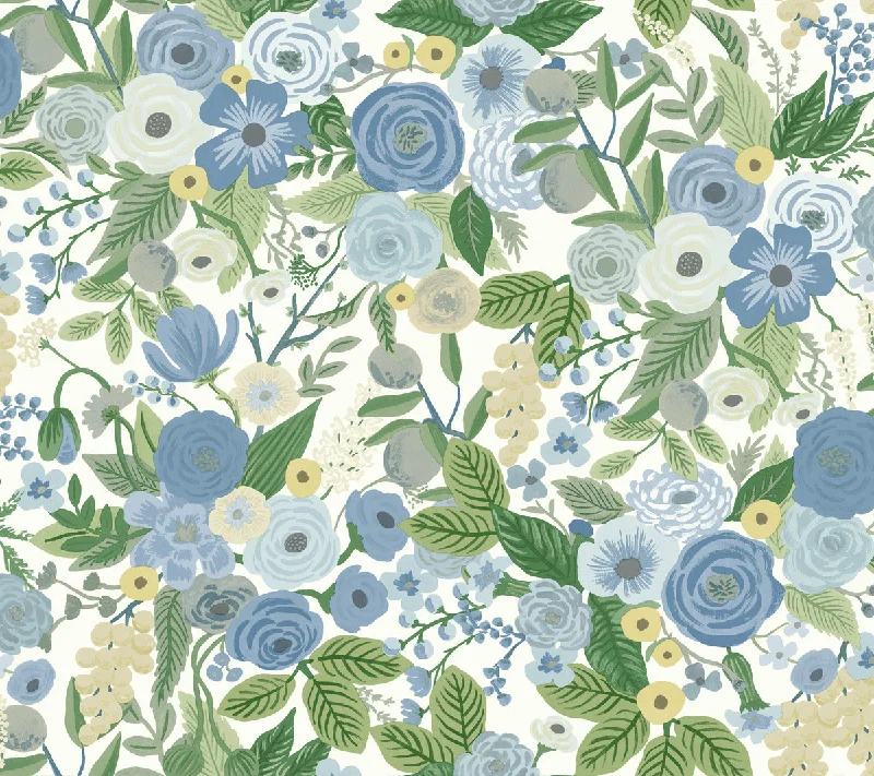 Garden Party Blue/Green Multi Peel & Stick Wallpaper by York Wallcoverings