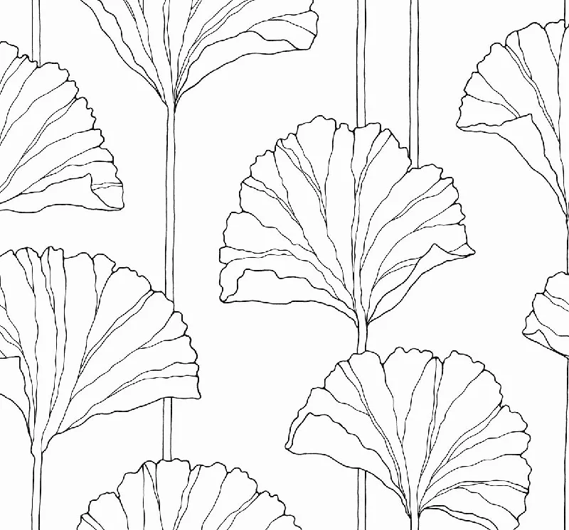 Gingko Leaf Peel-and-Stick Wallpaper in Ebony