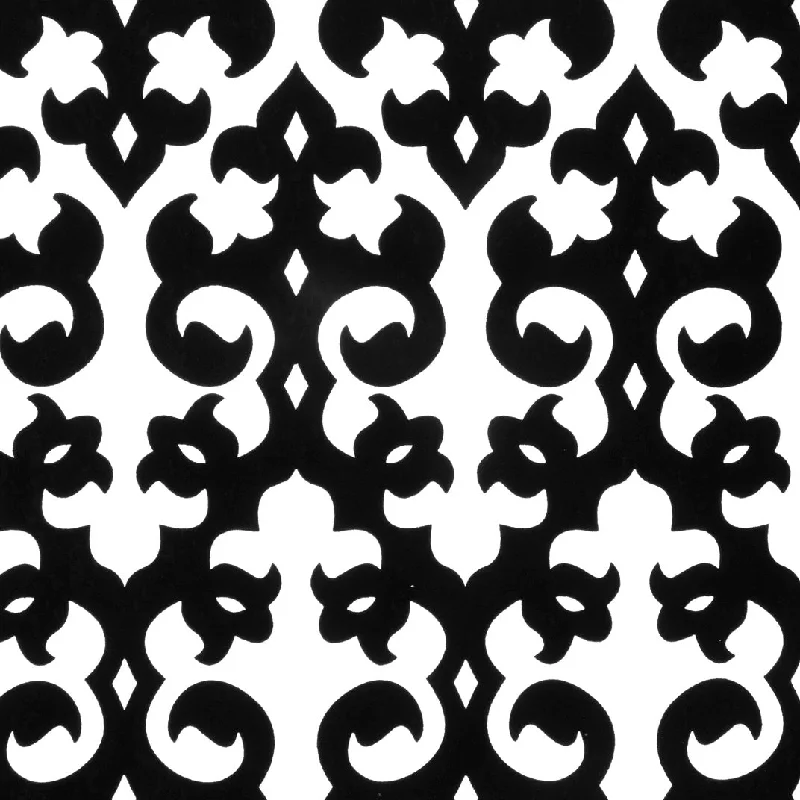 Grille Velvet Flock Wallpaper in Black/White by Burke Decor