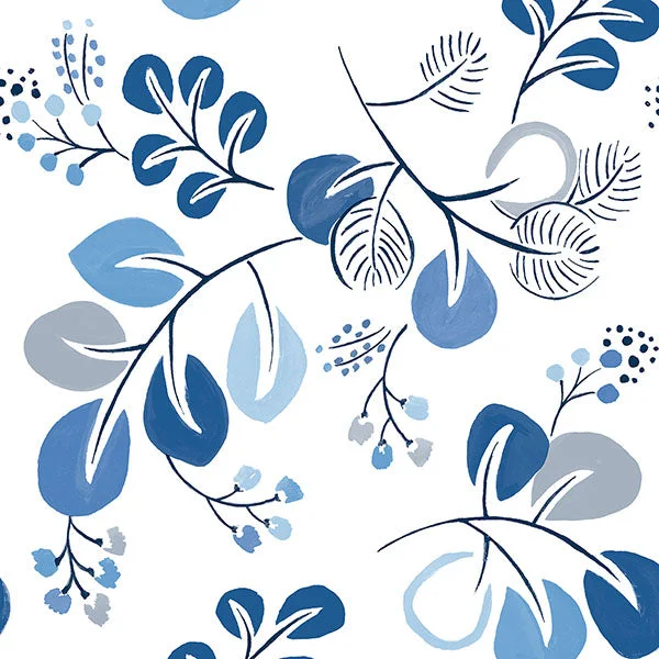 Jonah Blue Leaf Trail Wallpaper from Hannah Collection