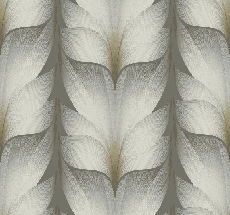 Lotus Light Stripe Wallpaper in Charcoal