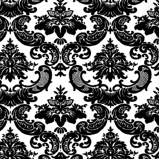 Madison Velvet Flock Wallpaper in Black/White by Burke Decor