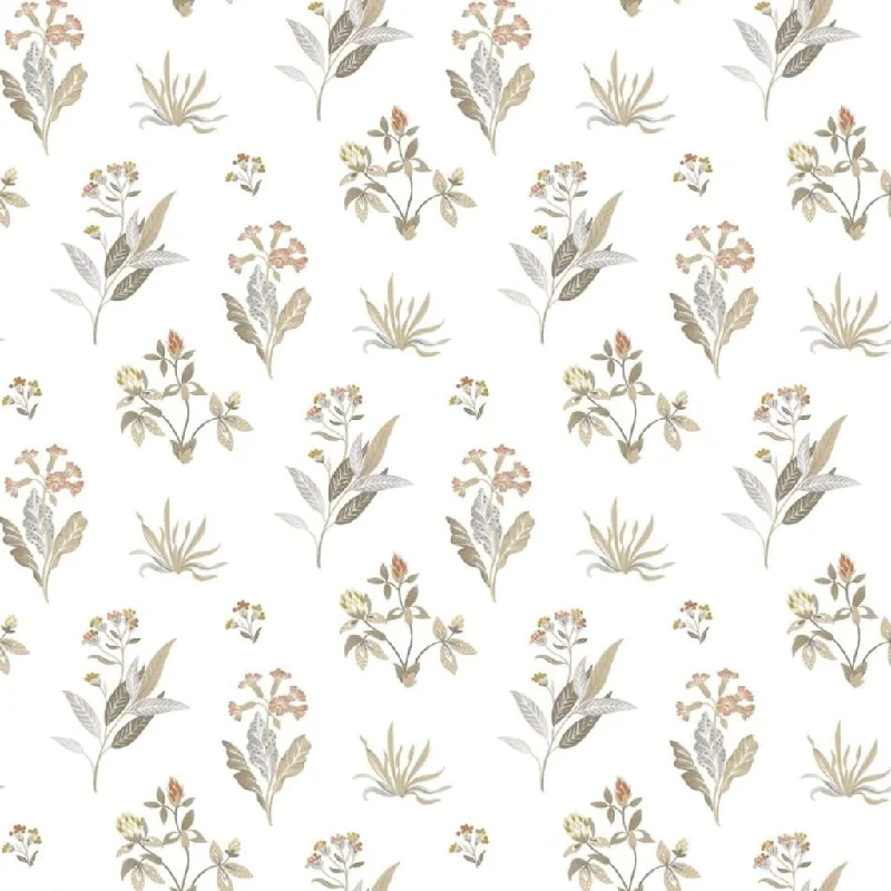 Noordwand Wallpaper Blooming Garden 6 Flowers and Plants White and Grey