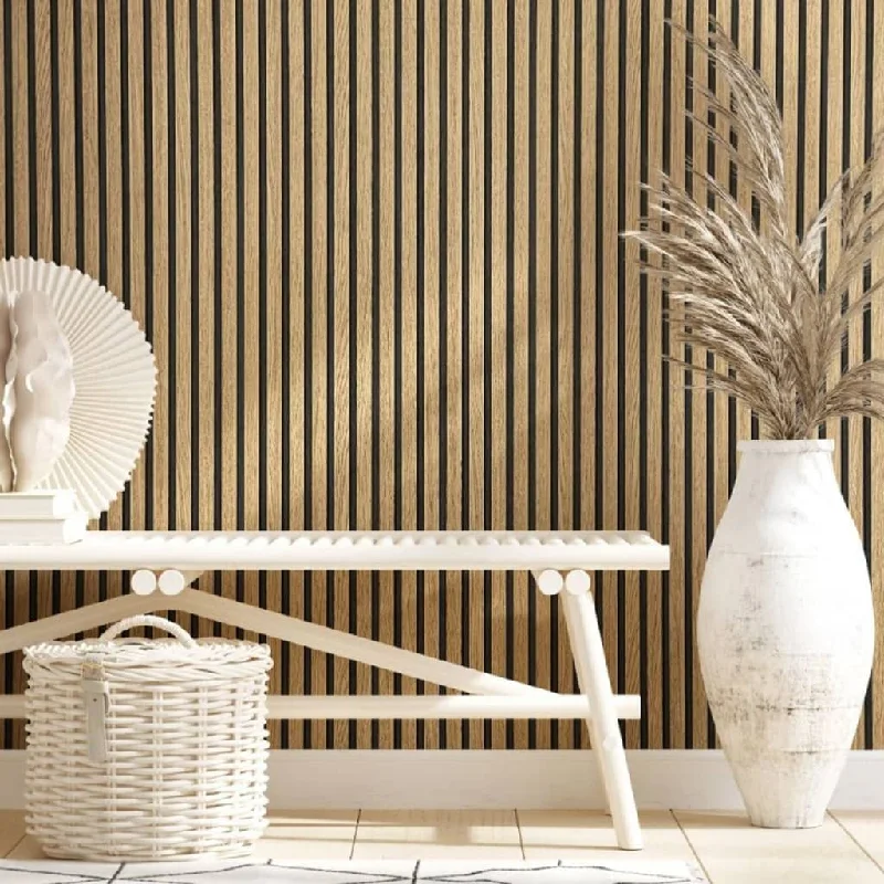 Noordwand Wallpaper Botanica Wooden Slats Brown and Oak