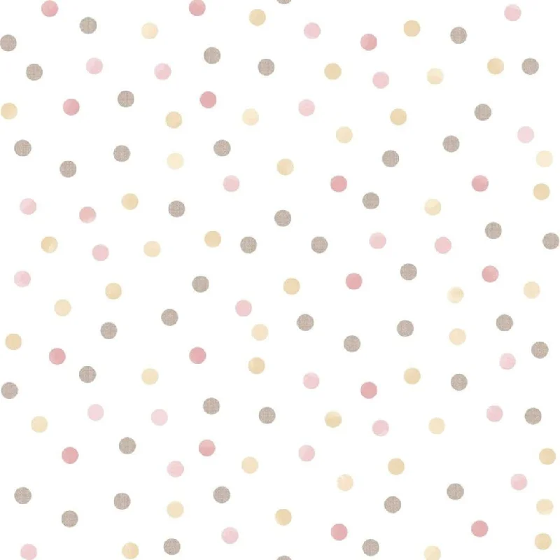 Noordwand Wallpaper Mondo baby Confetti Dots Pink, White and Brown