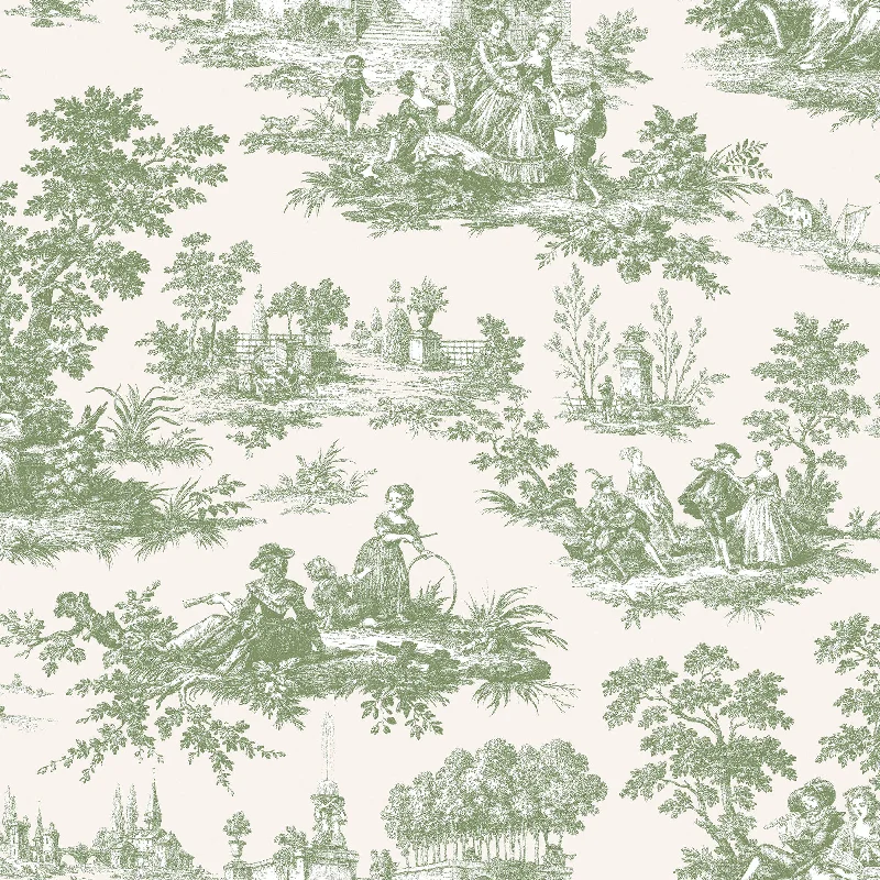 Paesaggio Barocco Green Wallpaper from Cottage Chic Collection