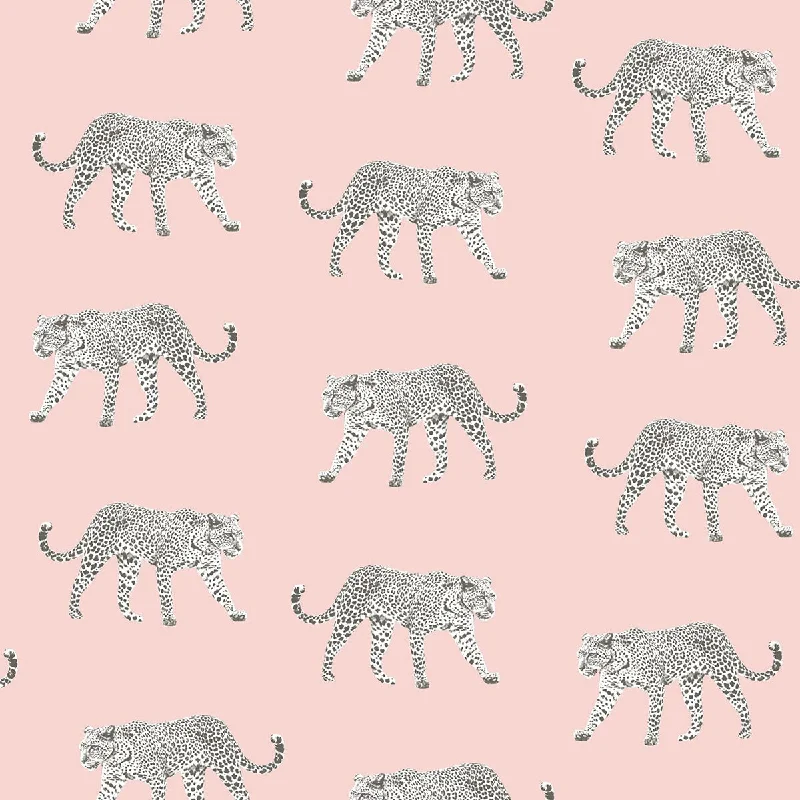 Prowl Pink Jaguars Wallpaper from Design Department by Brewster