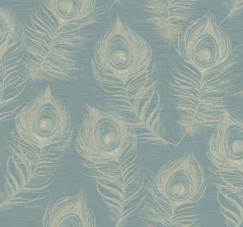 Regal Peacock Wallpaper in Dark Teal