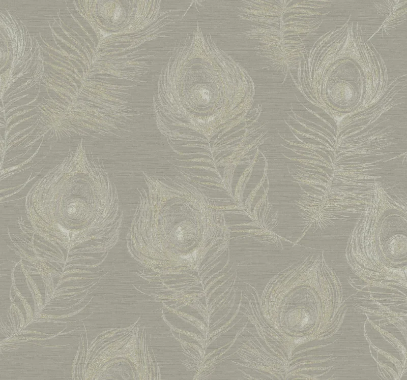 Regal Peacock Wallpaper in Mink