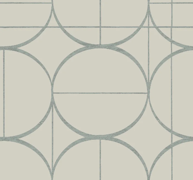 Sun Circles Wallpaper in Taupe/Silver from the Modern Metals Second Edition