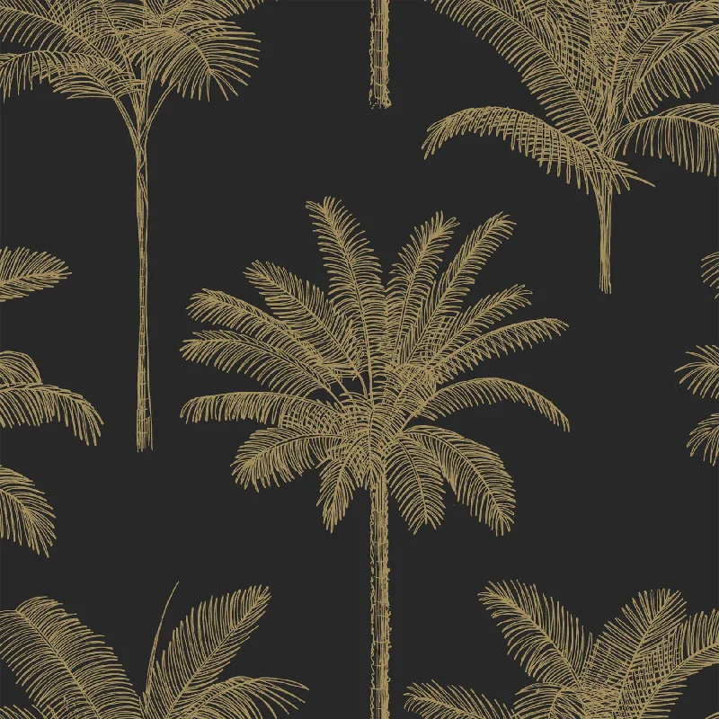 Taj Black Palm Trees Wallpaper from Design Department by Brewster