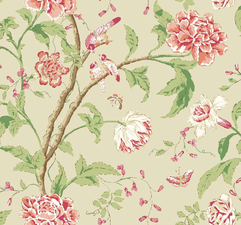 Teahouse Floral Wallpaper in Cream/Coral from the Blooms Second Edition