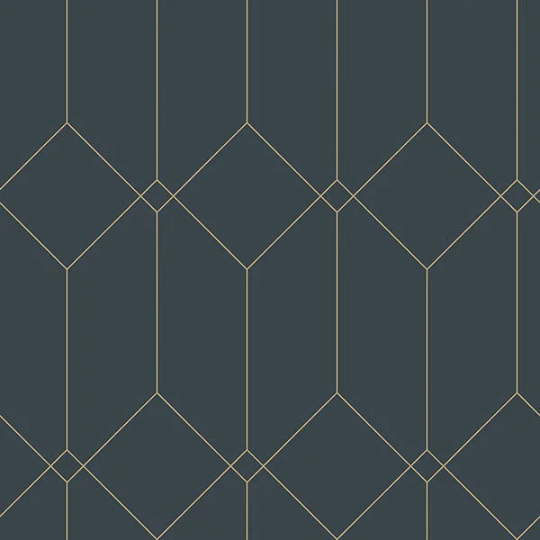 Trilliant Dark Blue Art Deco Motif Wallpaper from Design Department by Brewster