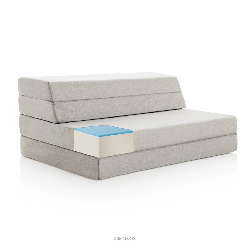 stain-proof-sofa-for-kids-LUCID Comfort Collection 4 Inch Gel Folding Sofa - Grey