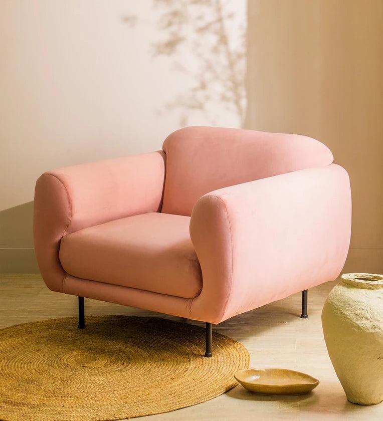 value-sofa-for-tight-budget-Fabric 1 Seater Sofa In Plush Pink Colour