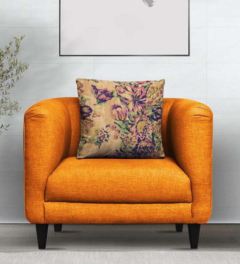 graphite-velvet-sofa-Fabric 1 Seater Sofa in Vivid Orange Colour