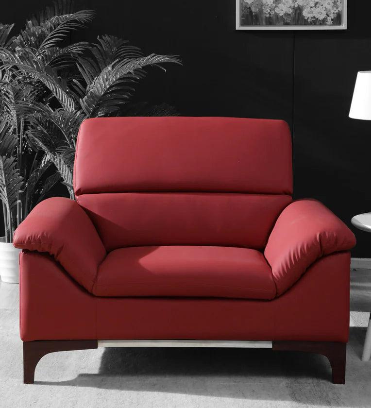 sofa-bed-for-home-office-Leatherette 1 Seater Sofa In Cranberry Colour