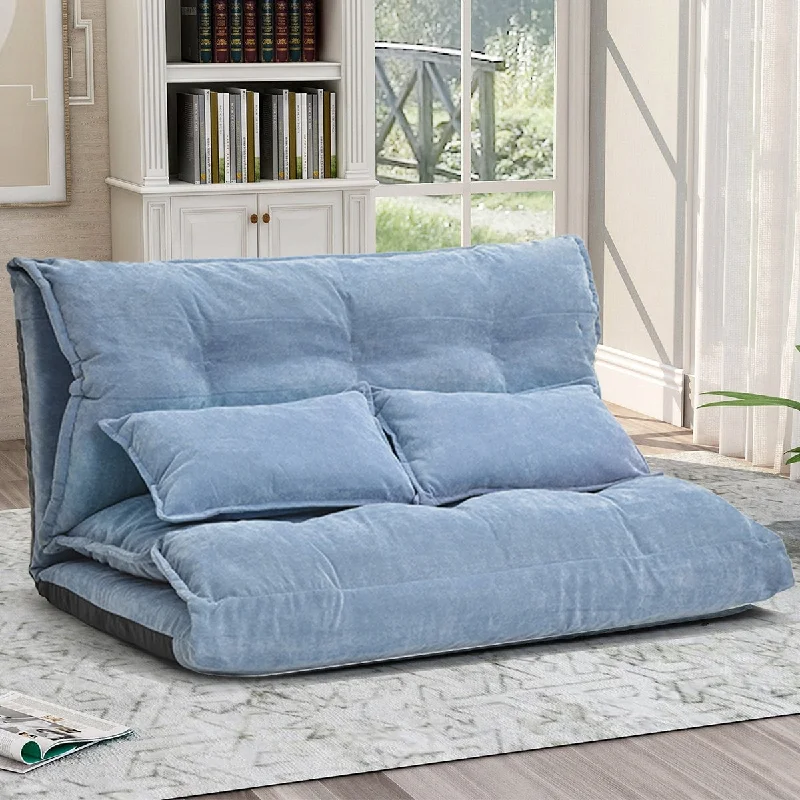 angled-sofa-with-storage-Merax Velvet Foldable Floor Sofa