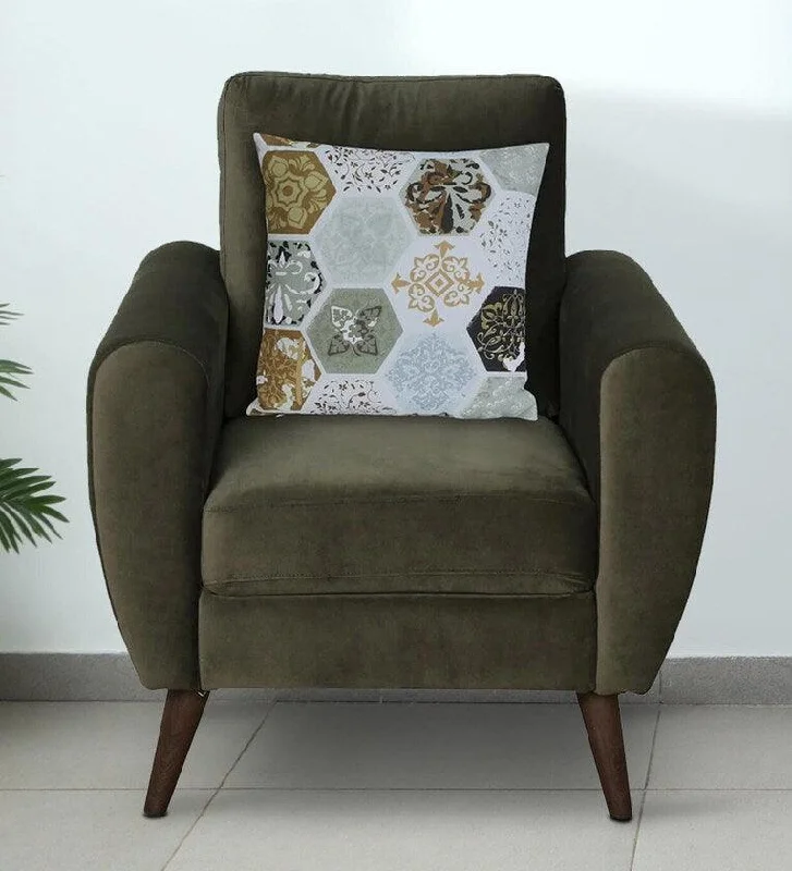 trendy-sofa-for-rec-room-Velvet 1 Seater Sofa In Dark Olive Colour