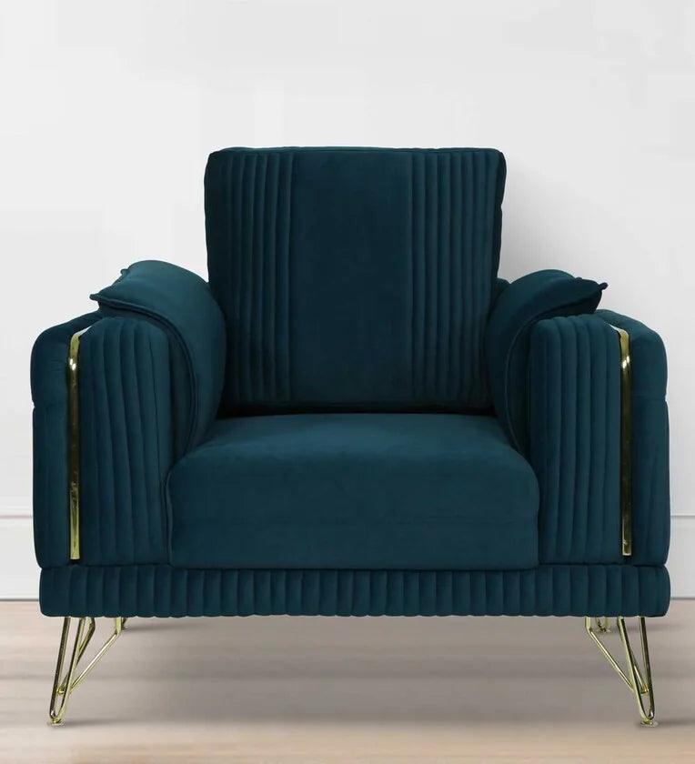 ebony-sectional-sofa-Velvet 1 Seater Sofa in Teal Blue Colour