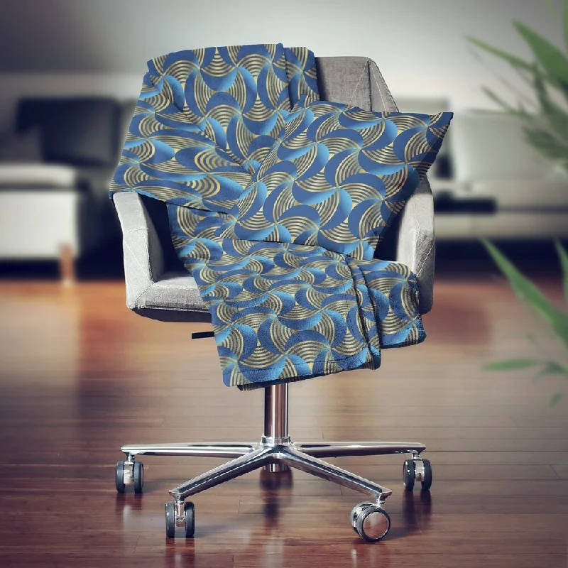 outdoor fleece throw blanket-Designart' abstract waves in marine' Modern Throw Blanket - 71x59