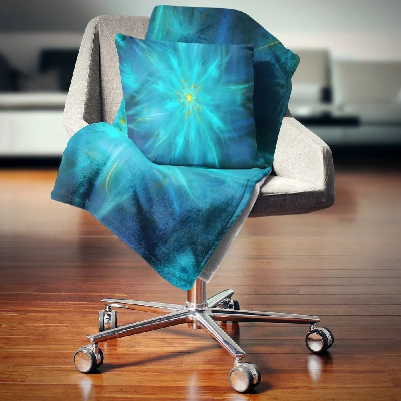 suburban throw blanket-Designart 'Amazing Dance of Blue Petals' Floral Throw Blanket