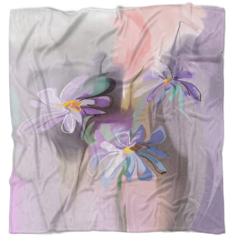 mountain throw blanket-Designart 'Blue Daisies Watercolor' Animal Throw Blanket