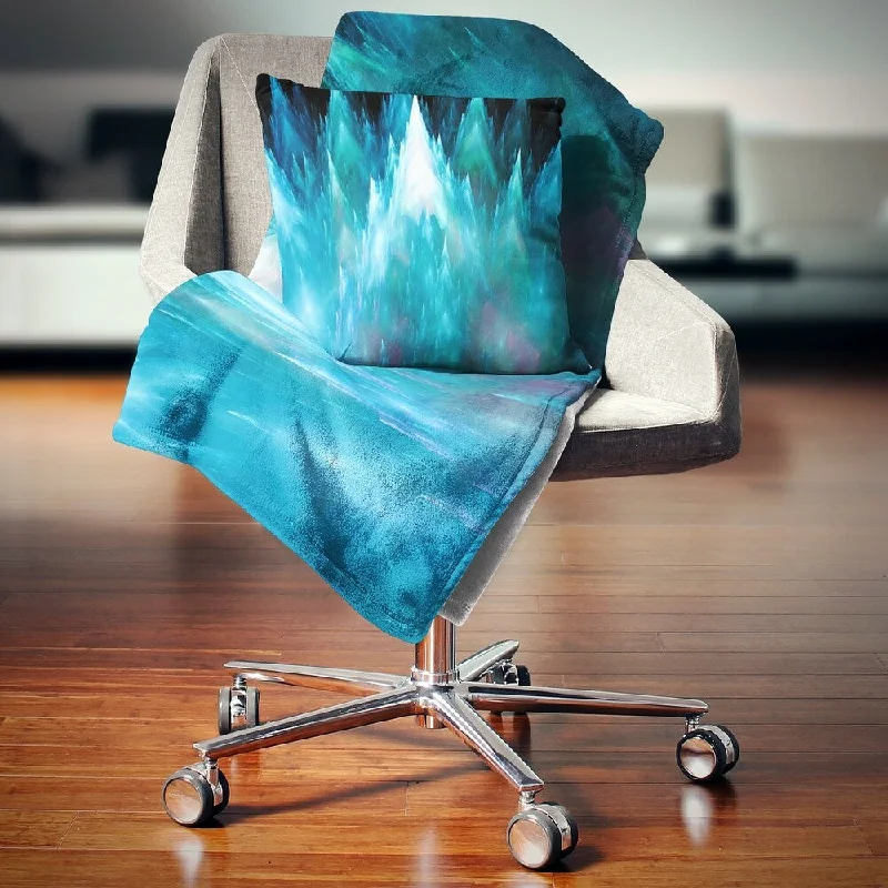 spring wool throw blanket-Designart 'Blue Fractal Crystals Design' Abstract Throw Blanket