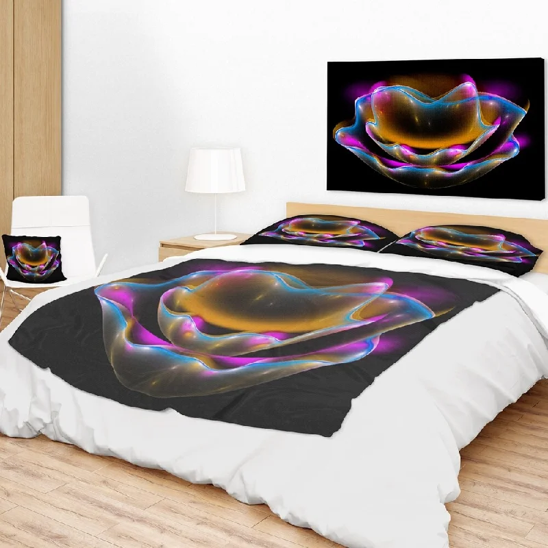 timeless fleece throw blanket-Designart 'Colorful Fractal Flower in Dark' Floral Throw Blanket