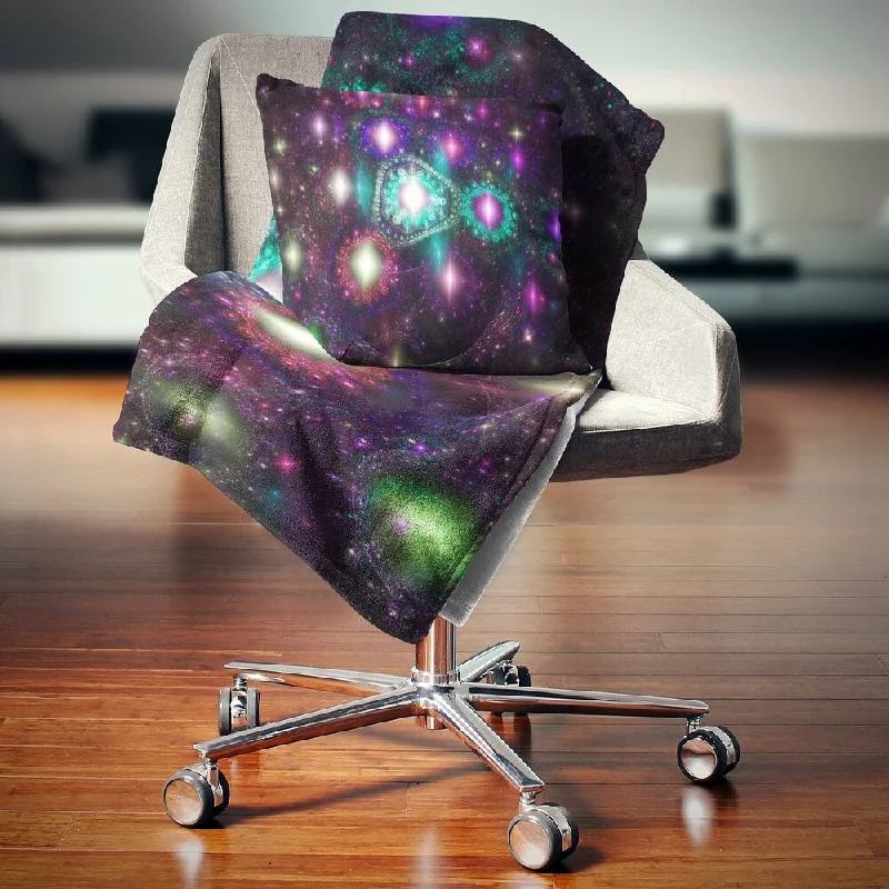 sophisticated throw blanket-Designart 'Far Bright Colorful Space Galaxy' Abstract Throw Blanket