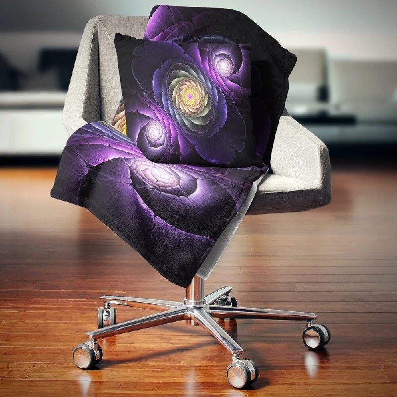 thin cotton throw blanket-Designart 'Fractal Purple Flowers Digital Art' Flower Throw Blanket