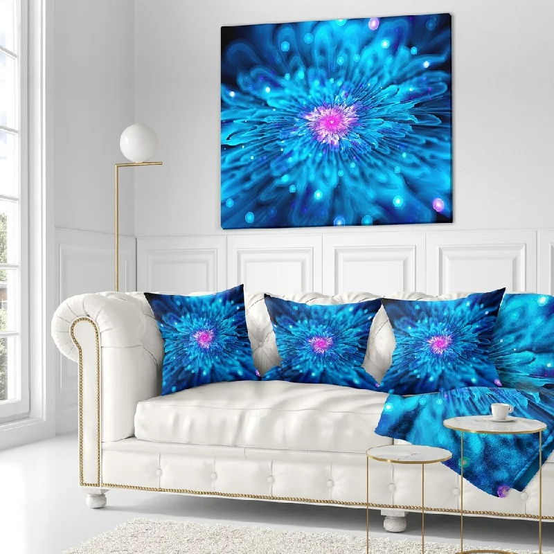 affordable fleece throw blanket-Designart 'Magical Blue Glowing Flower' Floral Throw Blanket