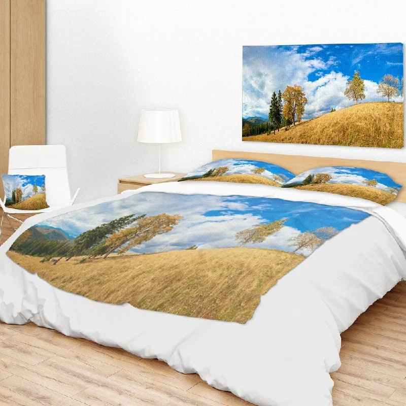 polka dot wool throw blanket-Designart 'Mountain Autumn Panorama' Landscape Fleece Throw Blanket