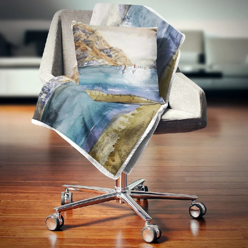 single layer throw blanket-Designart 'Mountains in Sea' Seascape Throw Blanket