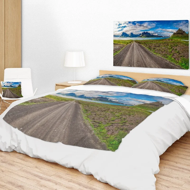 formal throw blanket-Designart 'Peaks and Fjords Panoramic View' Landscape Fleece Throw Blanket