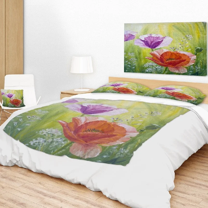 handmade fleece throw blanket-Designart 'Poppies in the Morning' Floral Throw Blanket