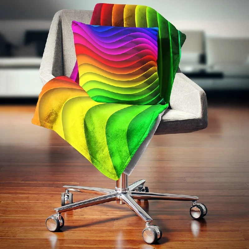 textured fleece throw blanket-Designart 'Rainbow Downward Wave Pattern' Modern Digital Throw Blanket