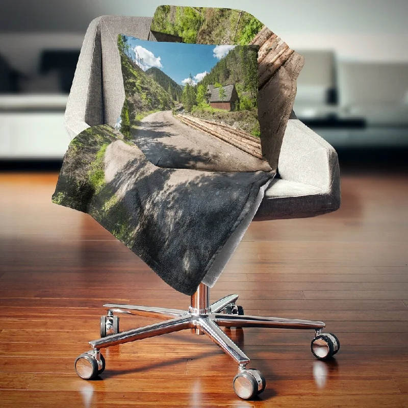 velvet throw blanket-Designart 'Road in Chocholowska Valley' Landscape Fleece Throw Blanket