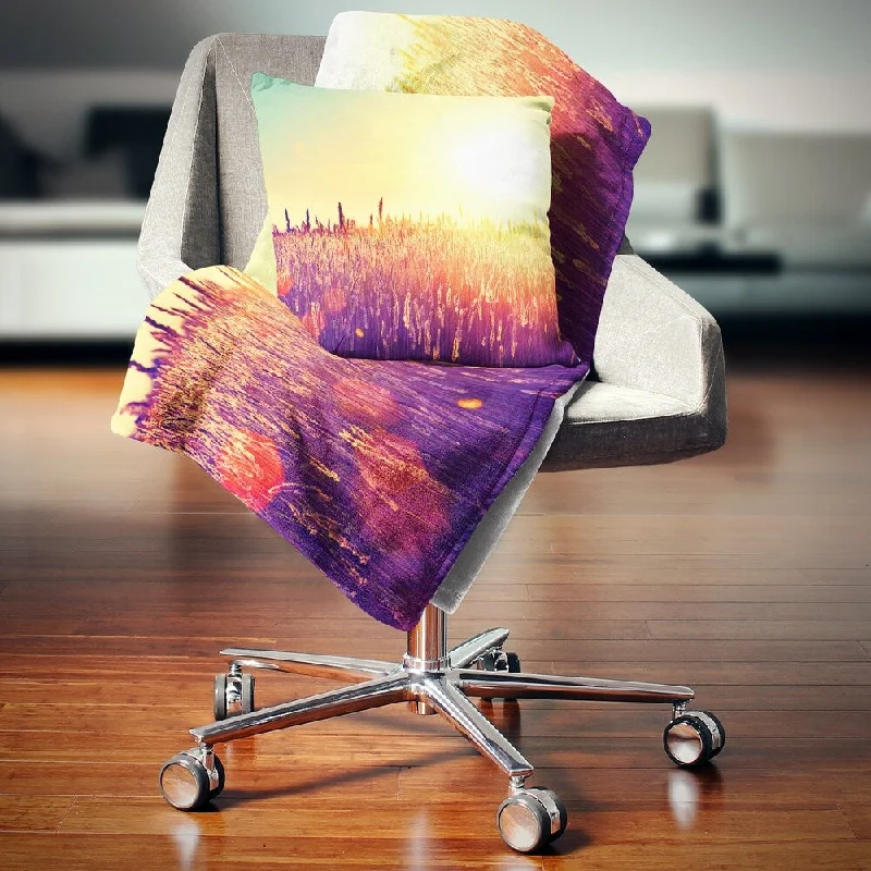 bamboo fleece throw blanket-Designart 'Rural Fields under Shining Sun' Landscape Fleece Throw Blanket