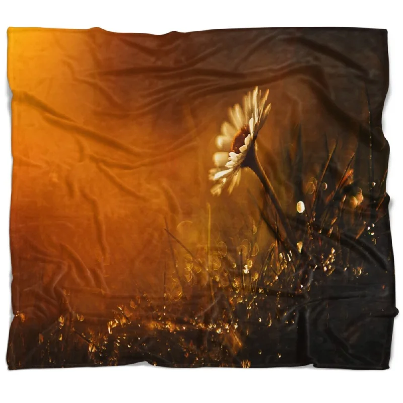 tropical wool throw blanket-Designart 'White Wild Flower at Sunset After Rain' Floral Throw Blanket