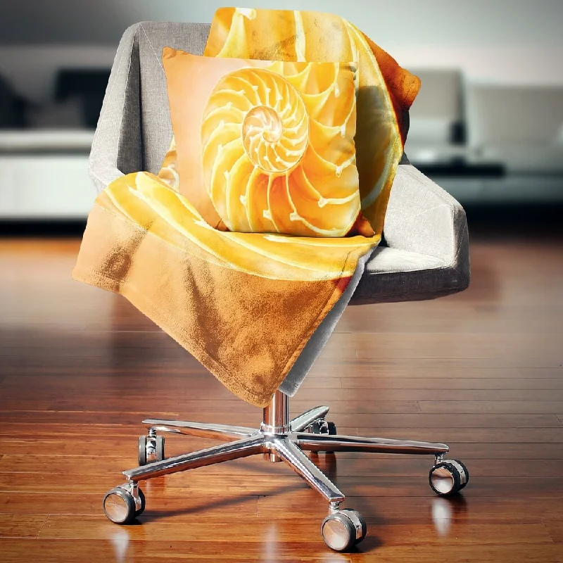 snakeskin throw blanket-Designart 'Yellow Nautilus Shell' Contemporary Throw Blanket