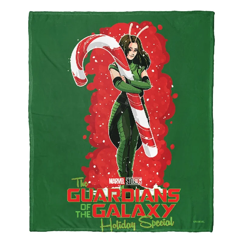 casual cotton throw blanket-Marvel Guardians Of The Galaxy Holiday Special Candy Cane Mantis Silk Touch Throw Blanket