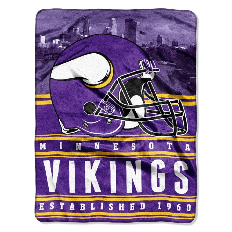 branded wool throw blanket-NFL 071 Vikings Stacked Silk Touch Raschel Throw