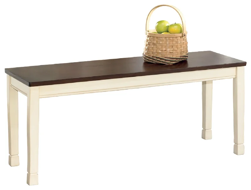 how to reduce paper waste-top sustainable home products-Whitesburg - Brown / Cottage White - Large Dining Room Bench