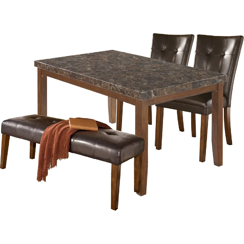 leather chair dining set-Lacey 4 Piece Casual Dining - Medium Brown - (PKG001939)