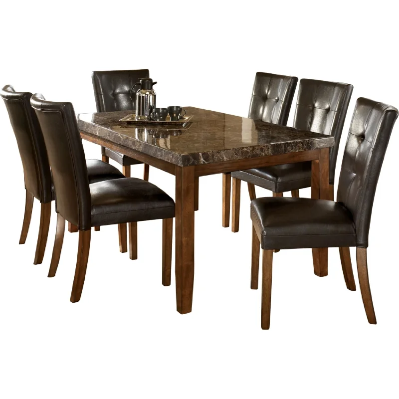 velvet luxury dining set-Lacey 7 Piece Dining Room - Medium Brown - (PKG000086)