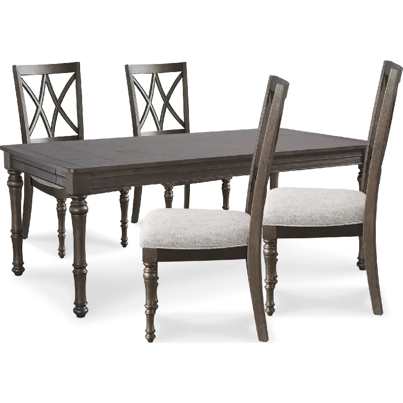 linen upholstered dining set-Lanceyard 5 Piece Casual Dining - Grayish Brown - (PKG013991)