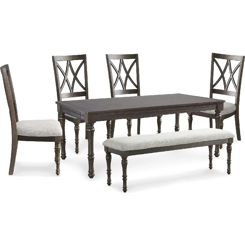 gray farmhouse dining set-Lanceyard 6 Piece Dining Room - Grayish Brown - (PKG013319)