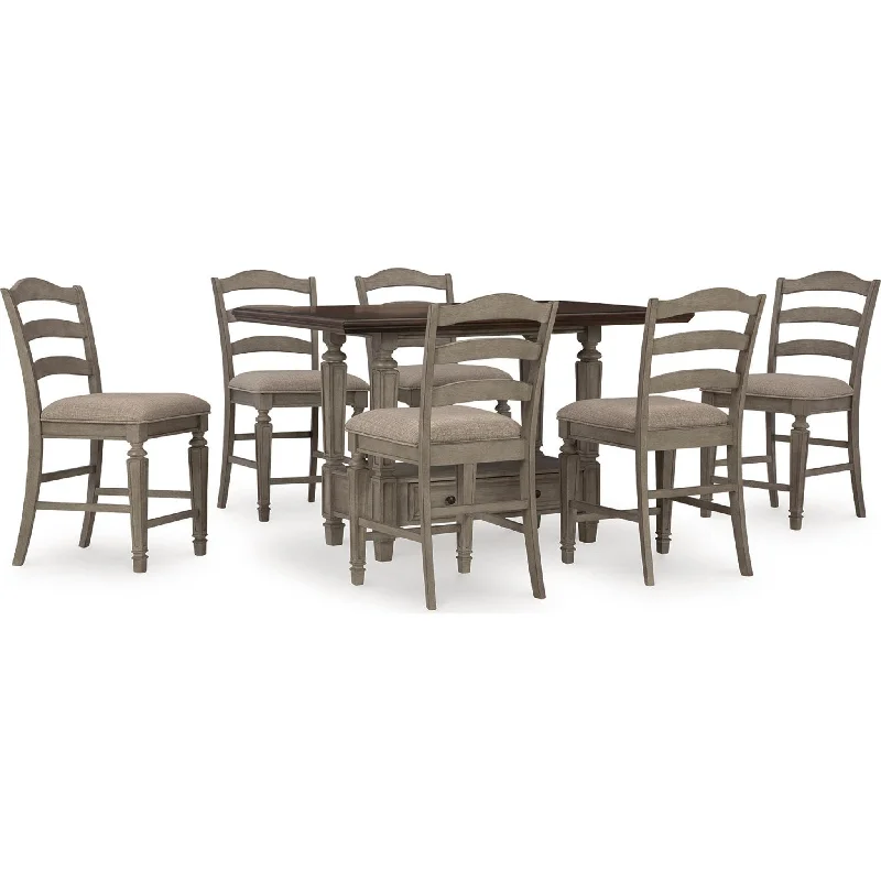 narrow space-saving dining set-Lodenbay Counter Dining Set