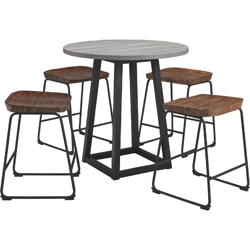 folding patio dining set-Naples 5 Piece Dining Room - Brown/Black - (PKG008933)